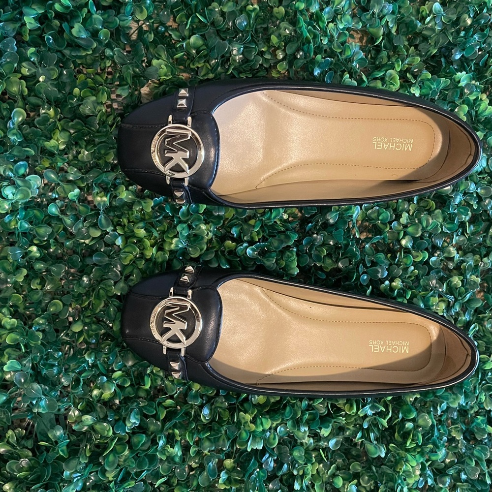 Michael Kors Black Flats with Silver Accents